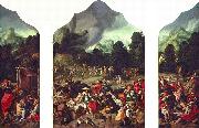Lucas van Leyden Triptych with the Adoration of the Golden Calf oil on canvas